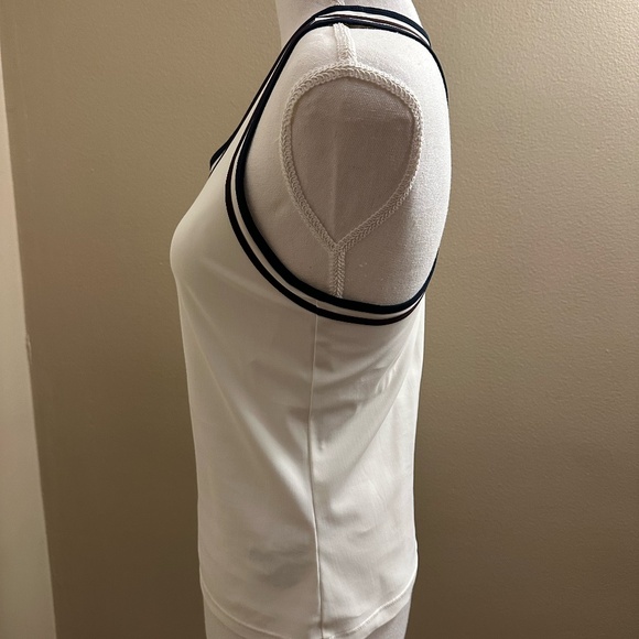 Tory Burch PERFORMANCE JERSEY RACERBACK TENNIS TANK - Snow White and Bourdeaux - Picture 2 of 5